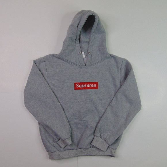 grey and red supreme hoodie